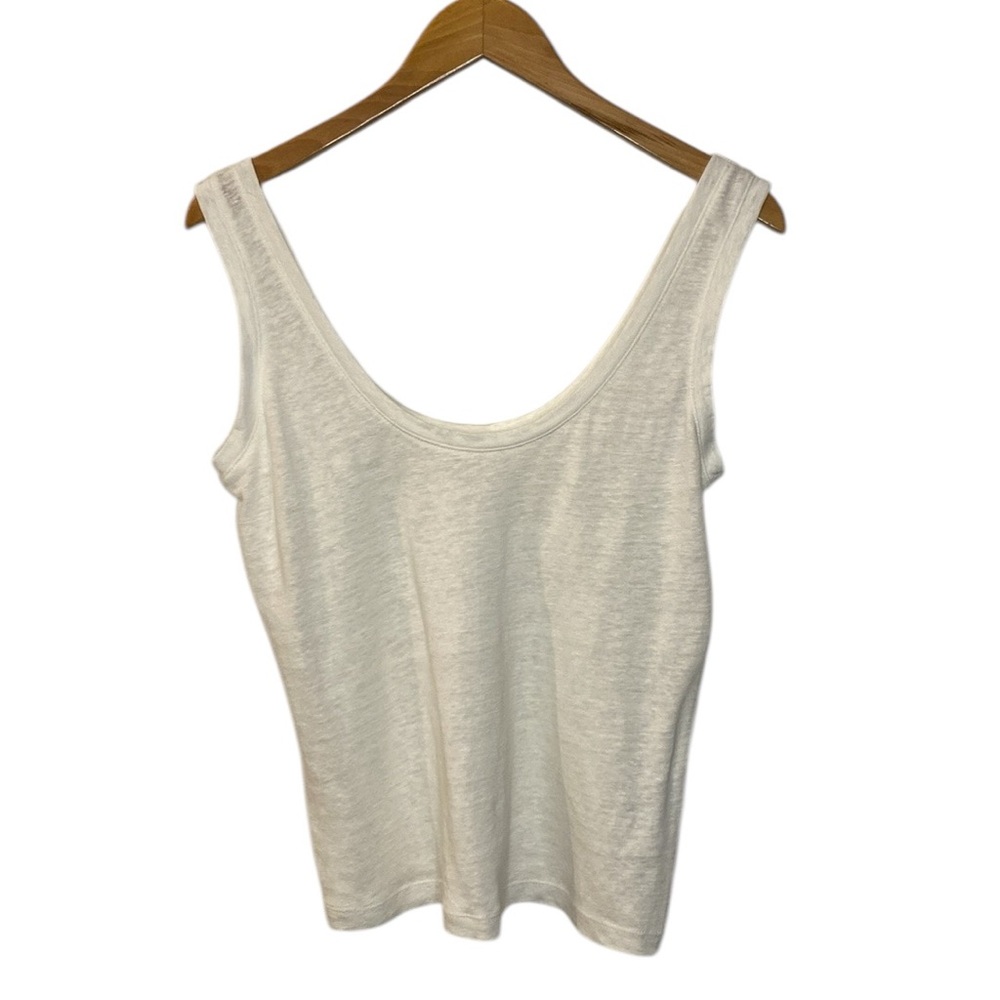Boden Scoop Neck Linen Vest Tank IvoryTop XS